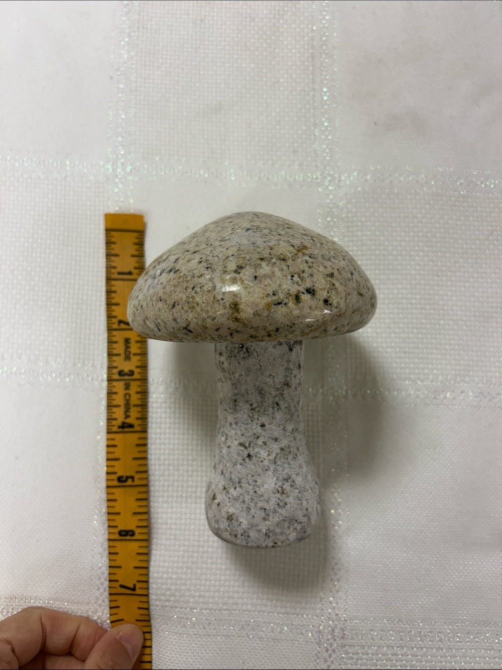 Hand carved granite Natural Speckled Stone Mushroom Décor - Beige image 3